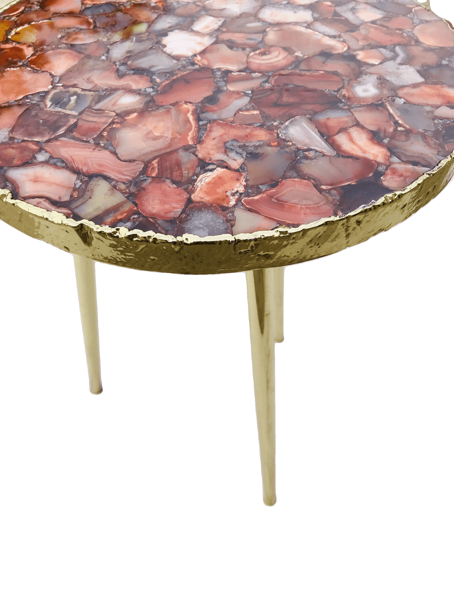 Red Agate Round Edge Side Coffee Table