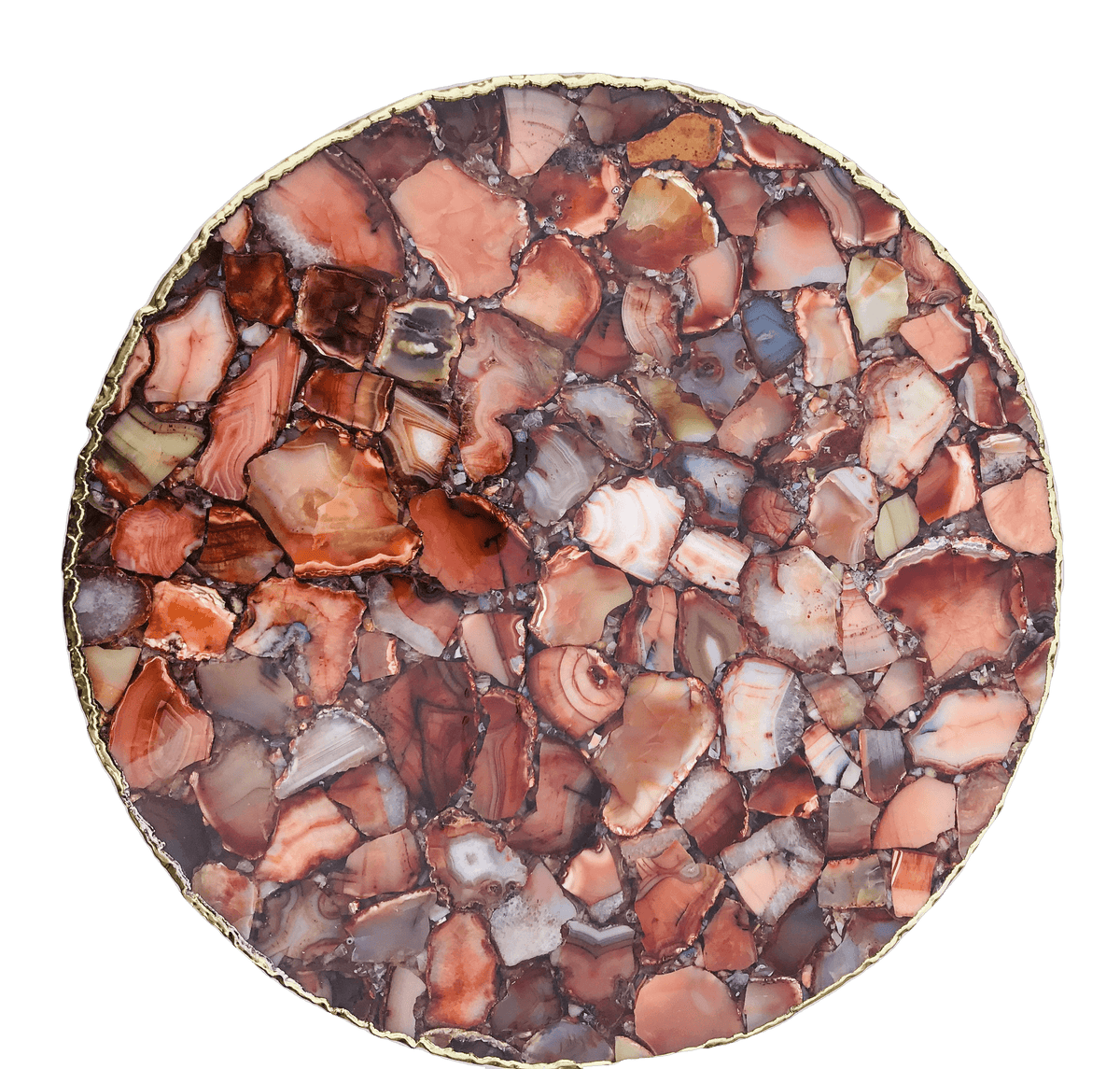 Red Agate Round Edge Side Coffee Table