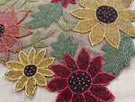 Red and Gold Floral Spring Beaded Table Runner