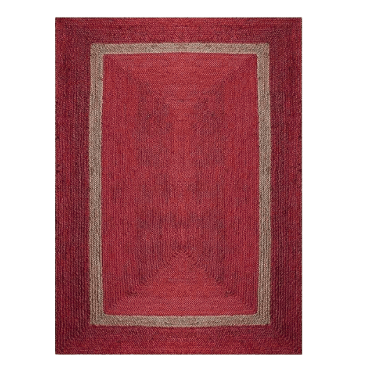 Red and Gray Braided Jute Rug - MAIA HOMES
