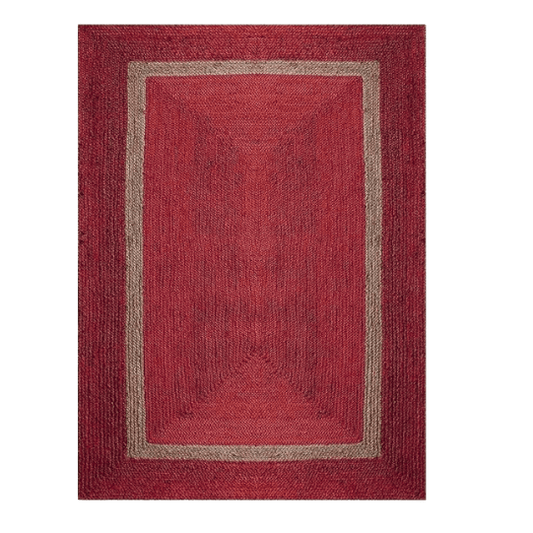 Red and Gray Braided Jute Rug - MAIA HOMES