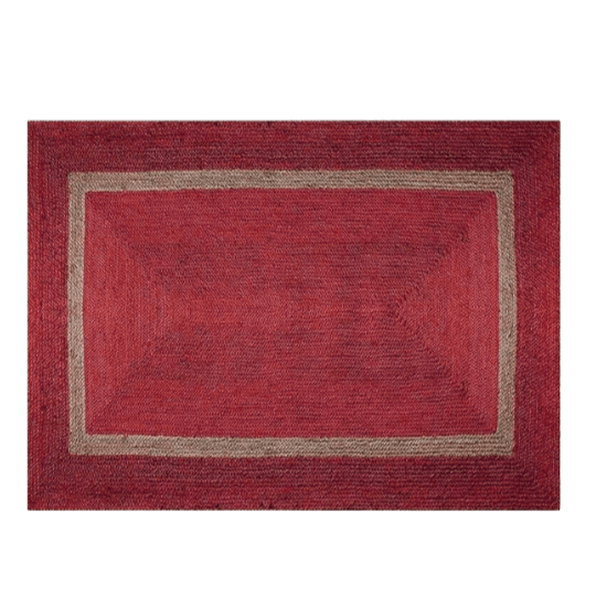 Red and Gray Braided Jute Rug