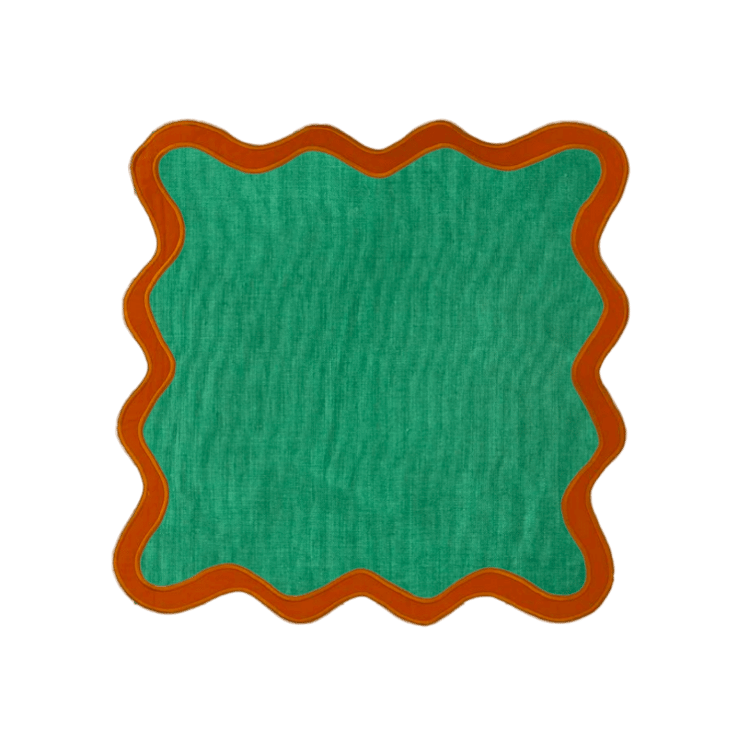 Red and Green Scallop 100% Linen Placemat