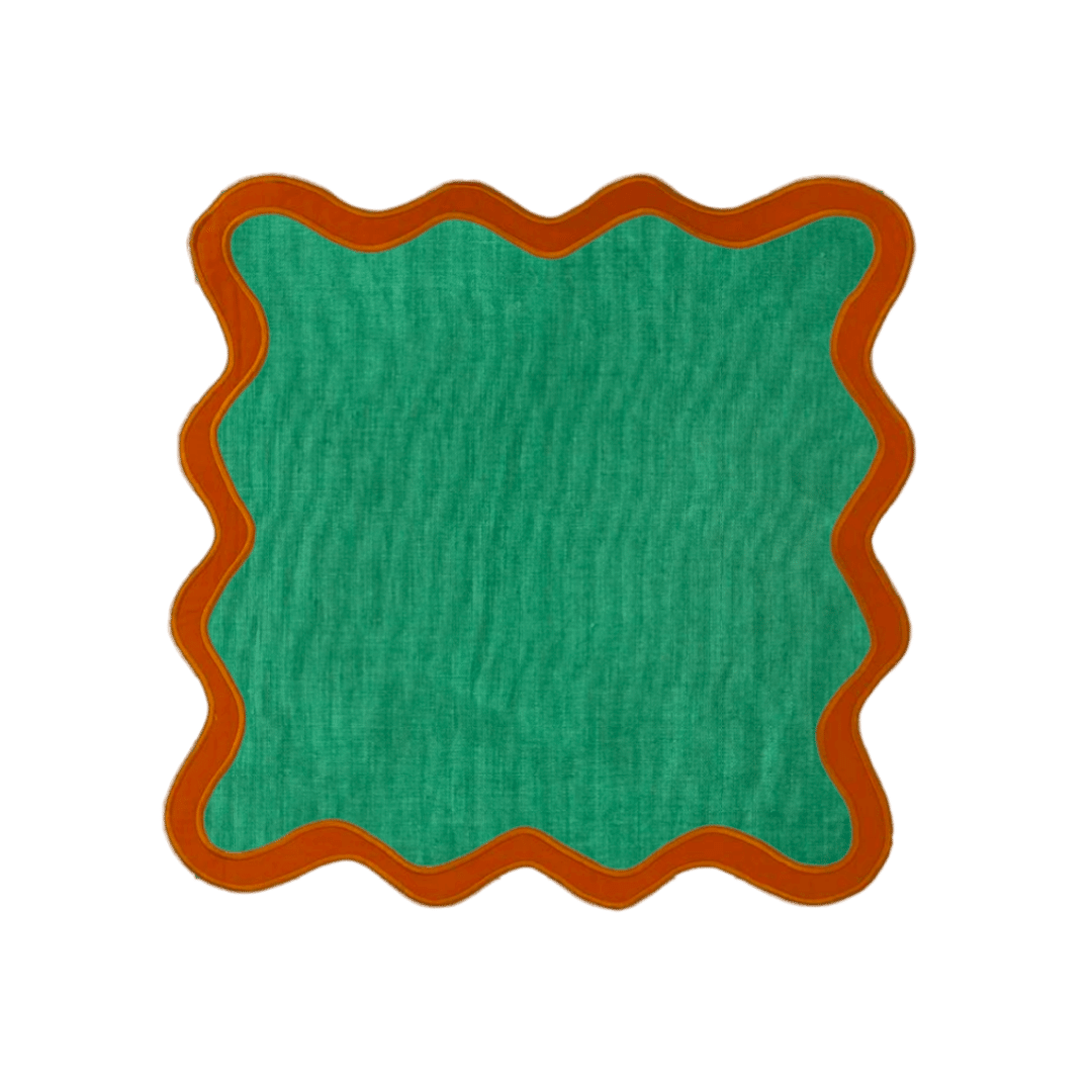 Red and Green Scallop 100% Linen Placemat - MAIA HOMES
