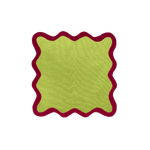 Red and Lime Green Scallop 100% Linen Square Placemat