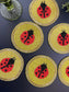 Red and Yellow Lady Bug Beaded Coasters - Set of 6