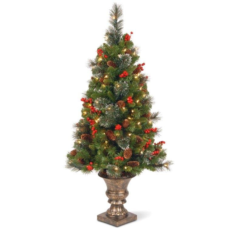 Red Berry Green Spruce Christmas Tree with Lights