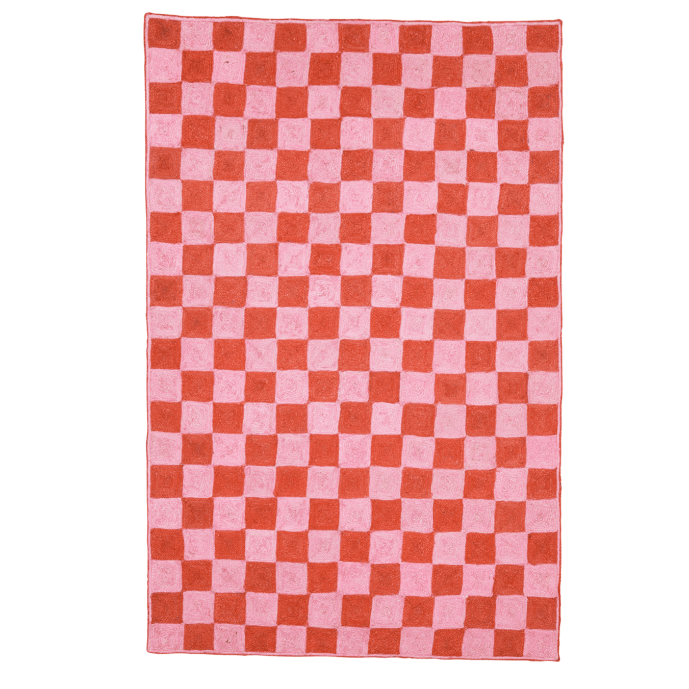 Red Checker Jute Rug