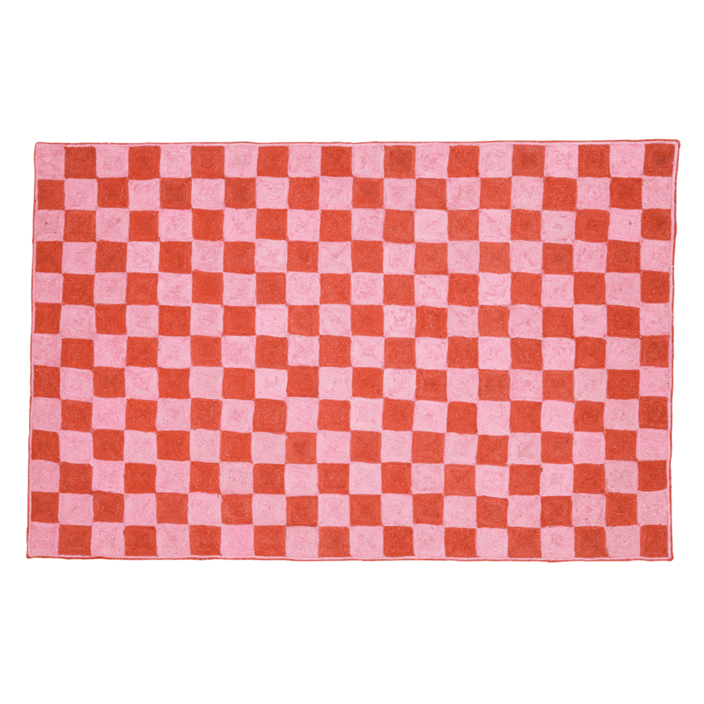 Red Checker Jute Rug