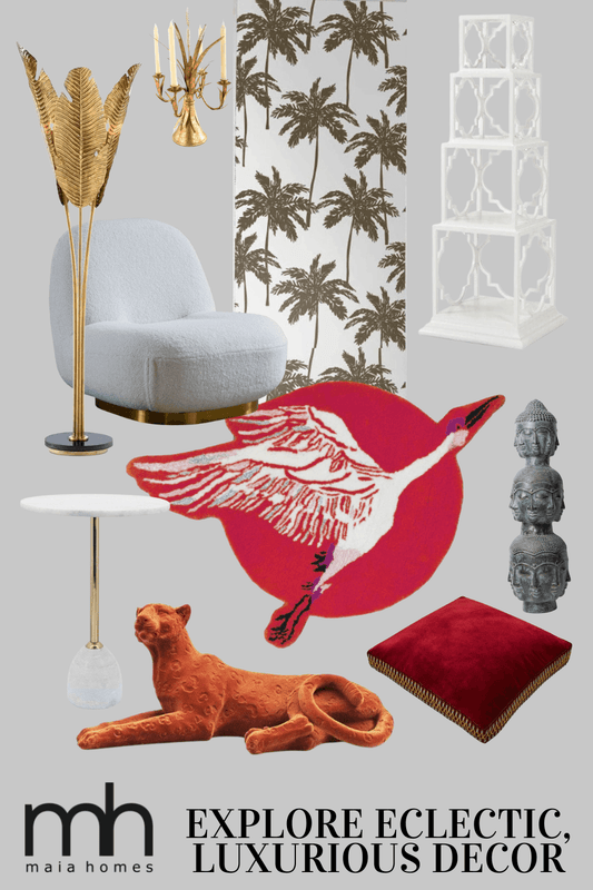 Red Chinoiserie Crane over the Sun Hand Tufted Wool Rug - MAIA HOMES