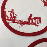 Red Chinoiserie Inspired Round Cotton Placemats