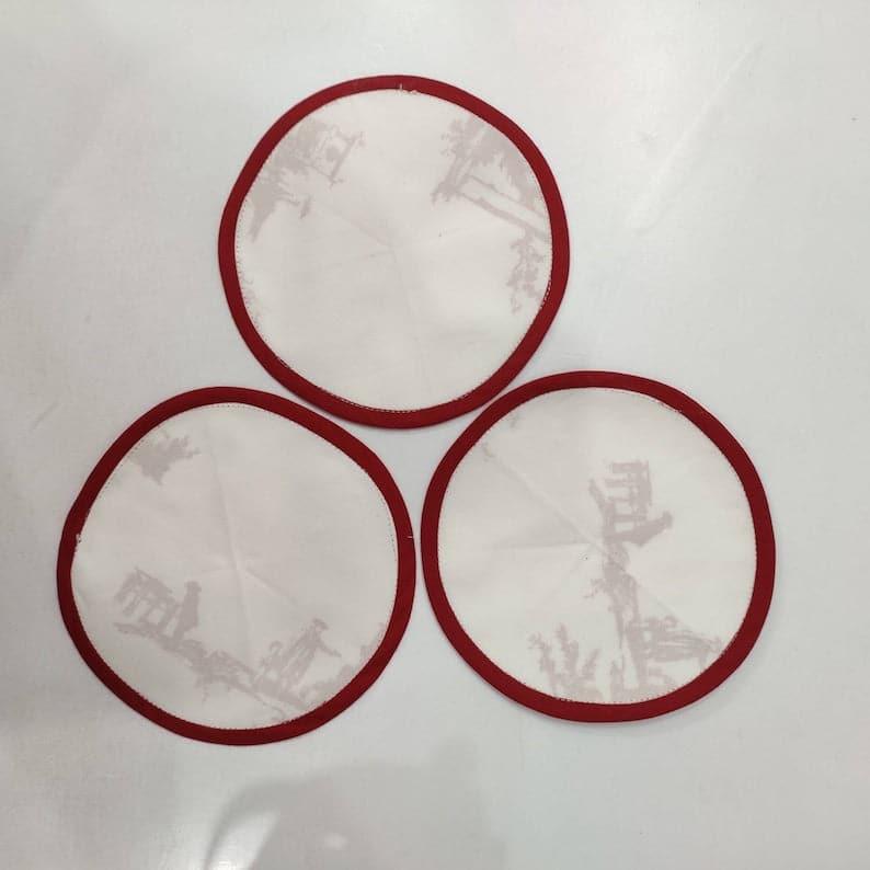 Red Chinoiserie Inspired Round Cotton Placemats