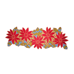 Red Floral Golden Beaded Table Runner