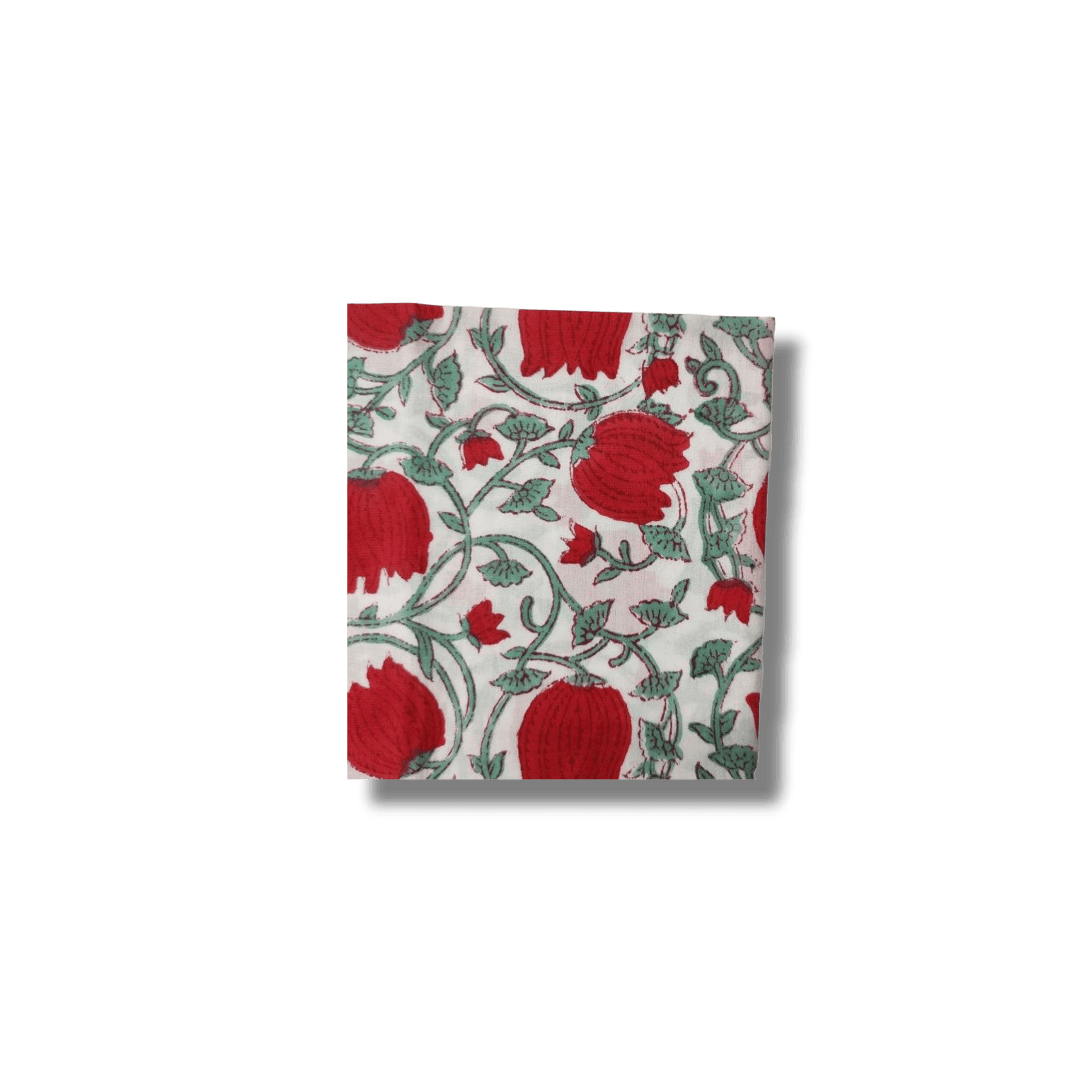 Red Floral Indian Block Print Scalloped Cotton Napkins - MAIA HOMES
