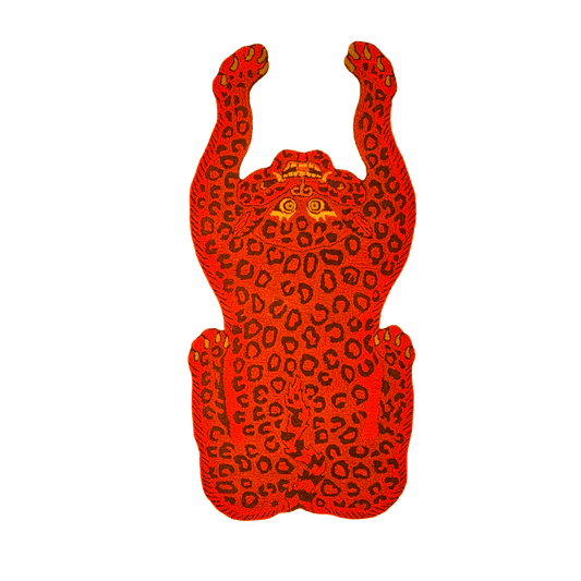 Red Leopard Yogi Accent Wool Rug - MAIA HOMES