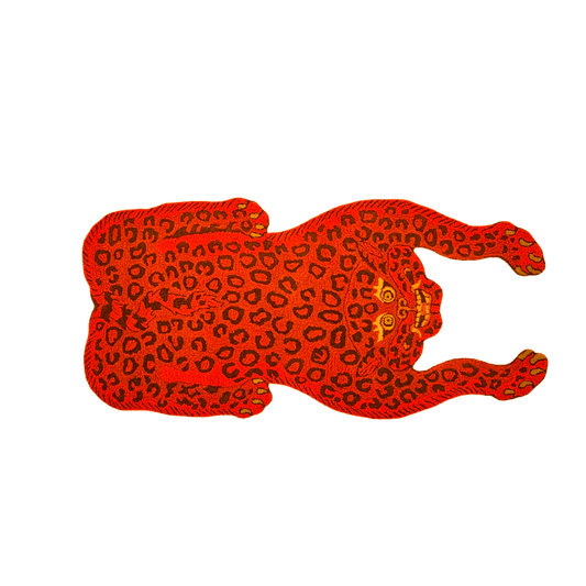 Red Leopard Yogi Accent Wool Rug - MAIA HOMES