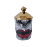 Red Lip Ceramic Aromatherapy Candle Jar with Gold Lid