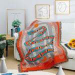 Red Magic Eye Snake Tapestry with Fringes