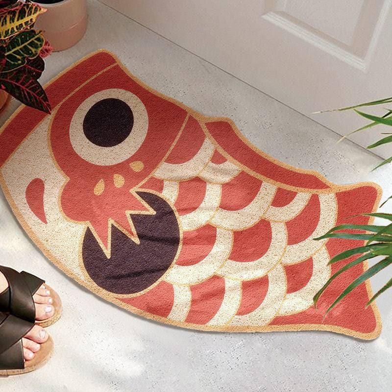 Red Oriental Fish Door Mat