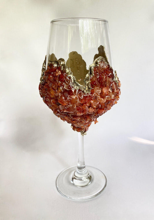 Red Quartz Wine Glass - Set of 2 Rose Gold Finish