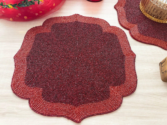 Red Taj Beaded Arch Placemat - MAIA HOMES