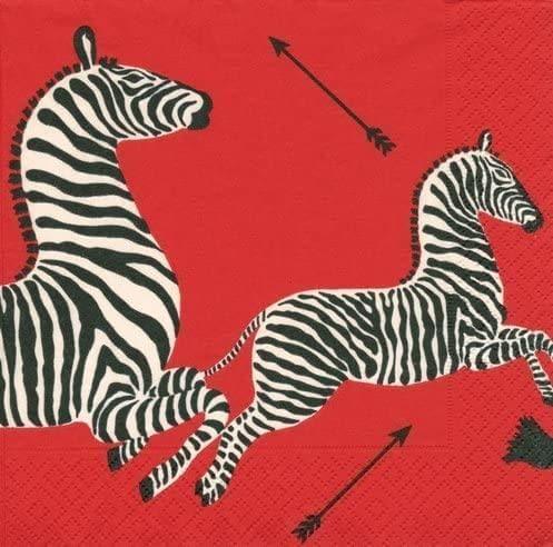 Red Zebra Cocktail Napkins - Pack of 40 - MAIA HOMES