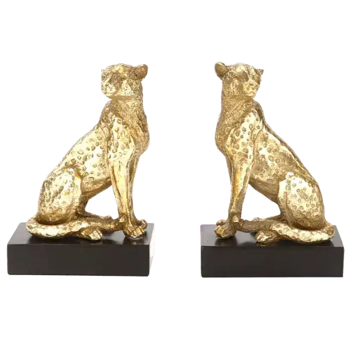 Regal Gold Leopards Decorative Bookends