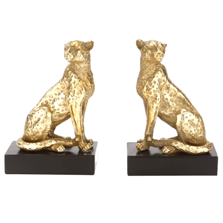 Regal Gold Leopards Decorative Bookends - MAIA HOMES