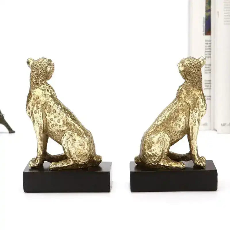 Regal Gold Leopards Decorative Bookends