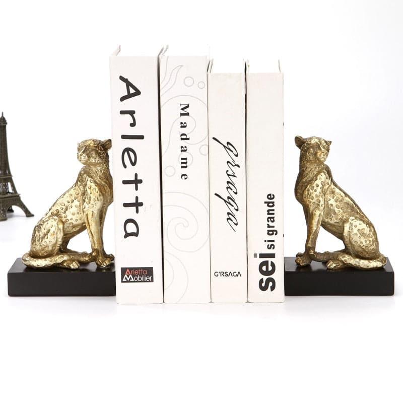 Regal Gold Leopards Decorative Bookends - MAIA HOMES