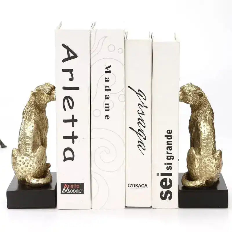 Regal Gold Leopards Decorative Bookends