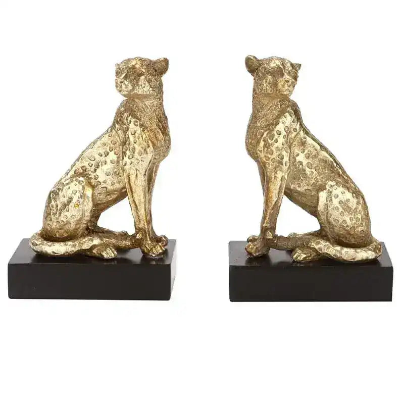 Regal Gold Leopards Decorative Bookends