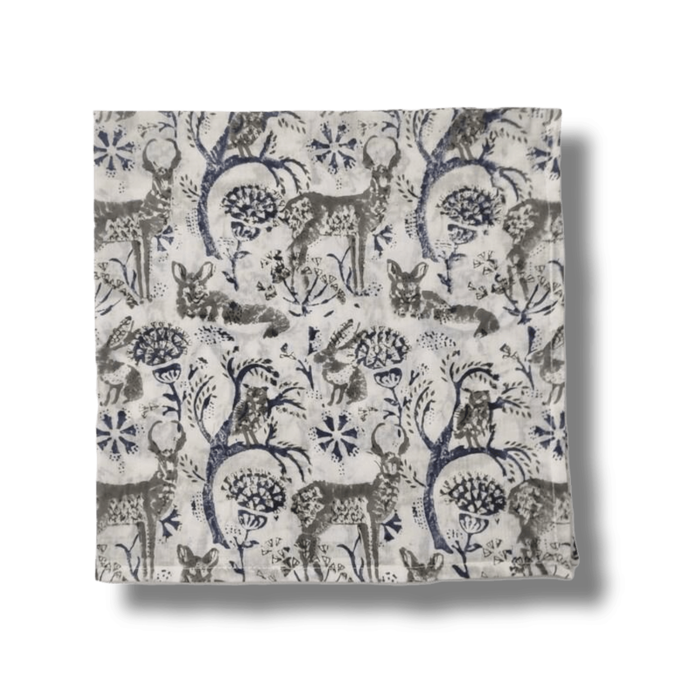 Reindeers in the Forest Block Printed Cotton Napkins