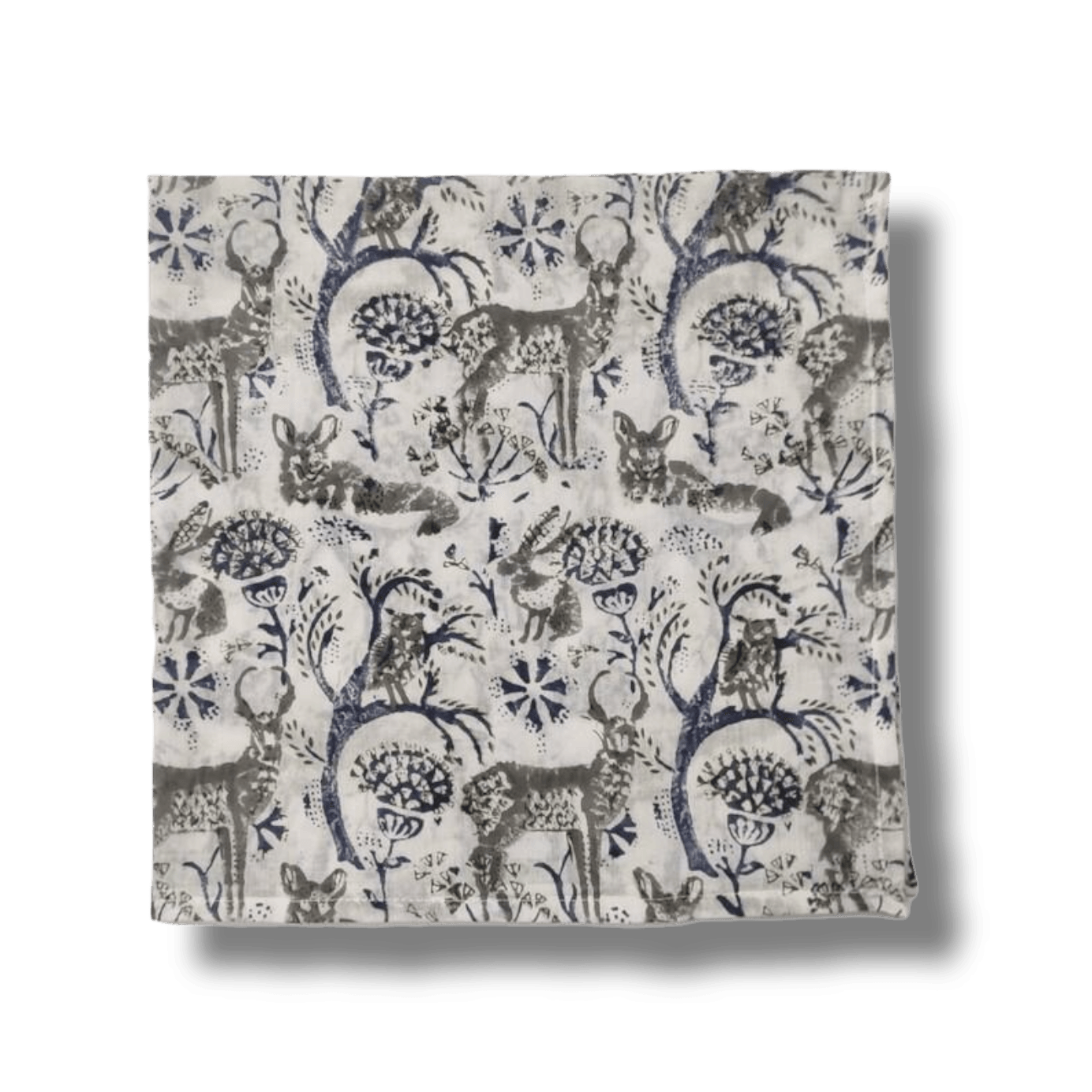 Reindeers in the Forest Block Printed Cotton Napkins - MAIA HOMES