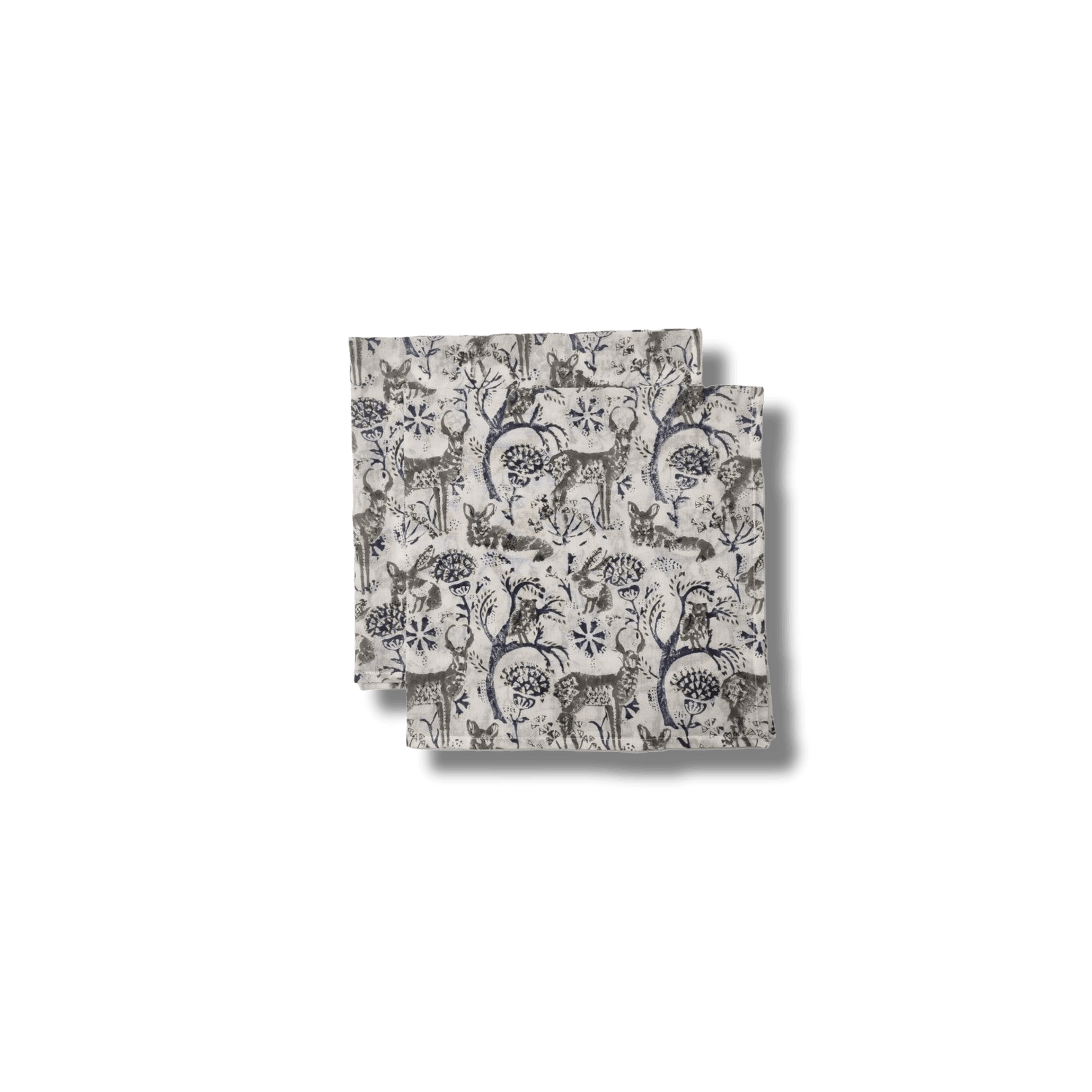 Reindeers in the Forest Block Printed Cotton Napkins