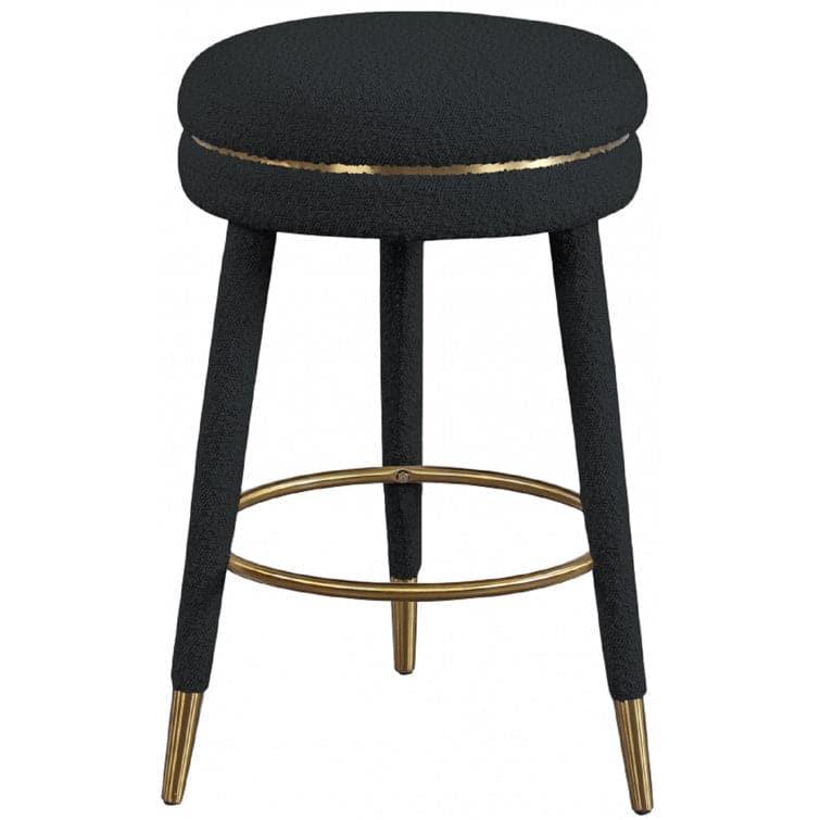 Retro Glam Boucle Fabric Bar Stool - Black Default Title