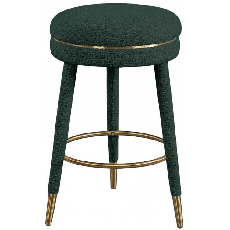 Retro Glam Boucle Fabric Bar Stool - Green Default Title