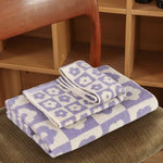 Retro Plaid Flower Bath Towel Purple 1 pc