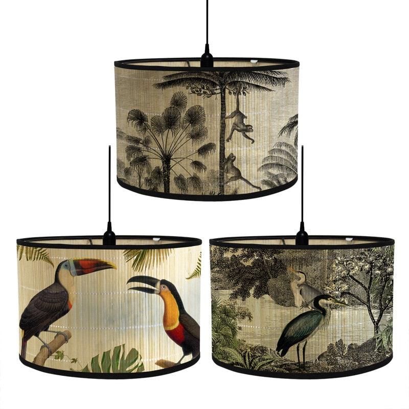 Retro Tropical Paradise Drum Lampshade