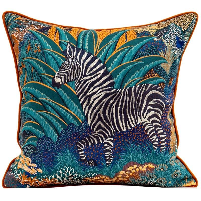 Retro Zebra in the Jungle Pillow Cover A