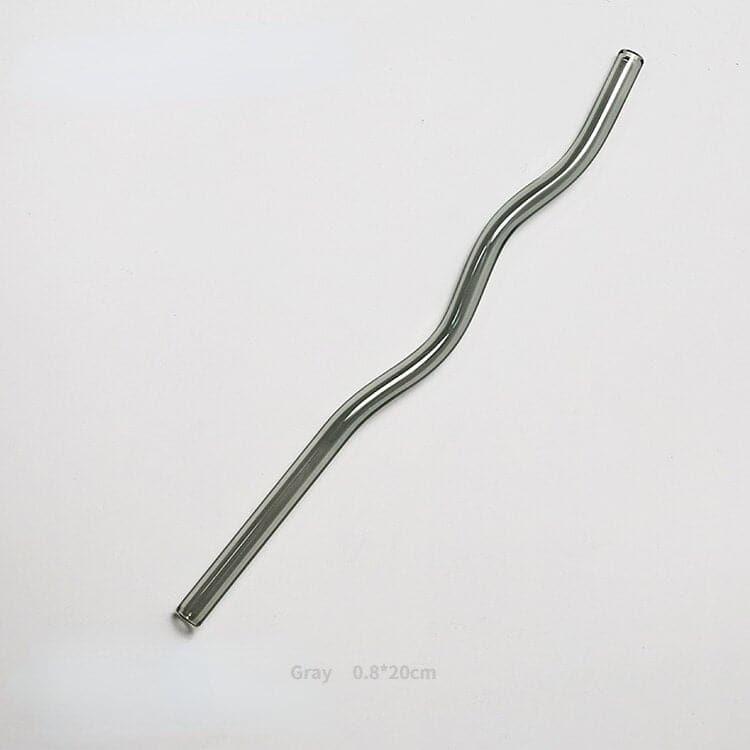 Reusable Wavy Glass Straw Gray Wave