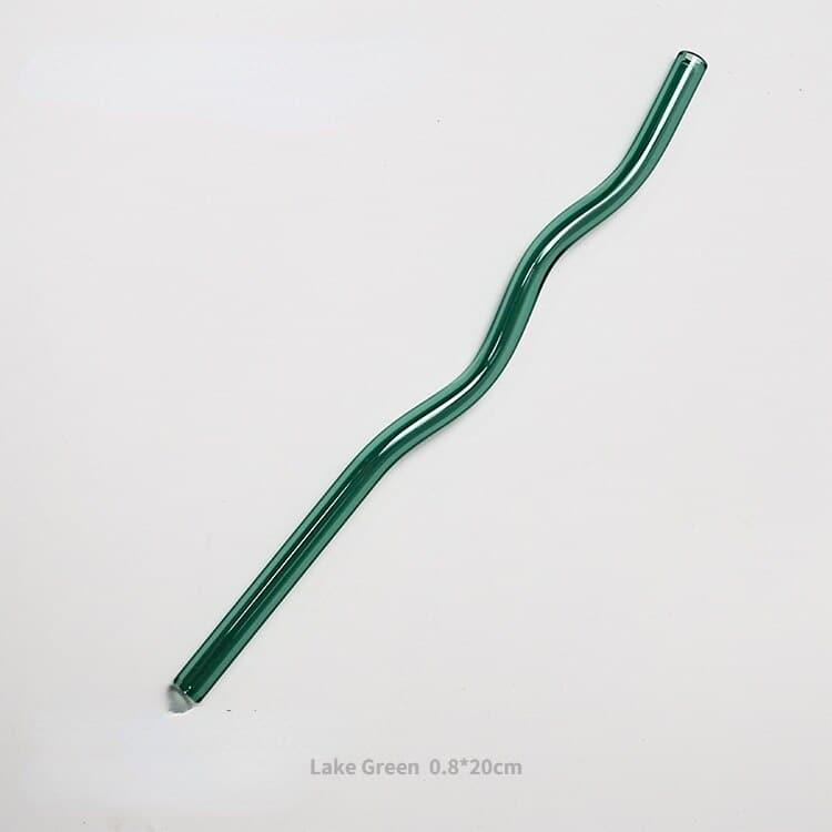 Reusable Wavy Glass Straw Lake green Wave