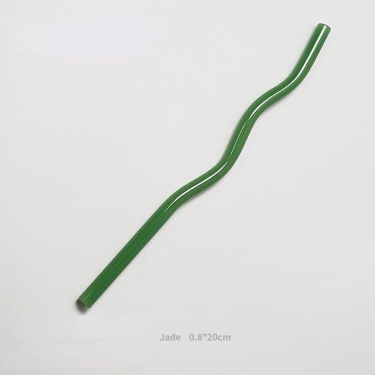 Reusable Wavy Glass Straw Jade Wave