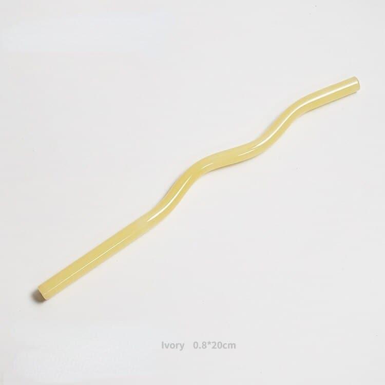 Reusable Wavy Glass Straw Ivory Wave