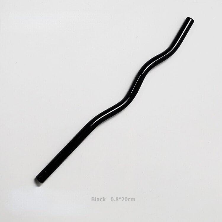 Reusable Wavy Glass Straw Black Wave