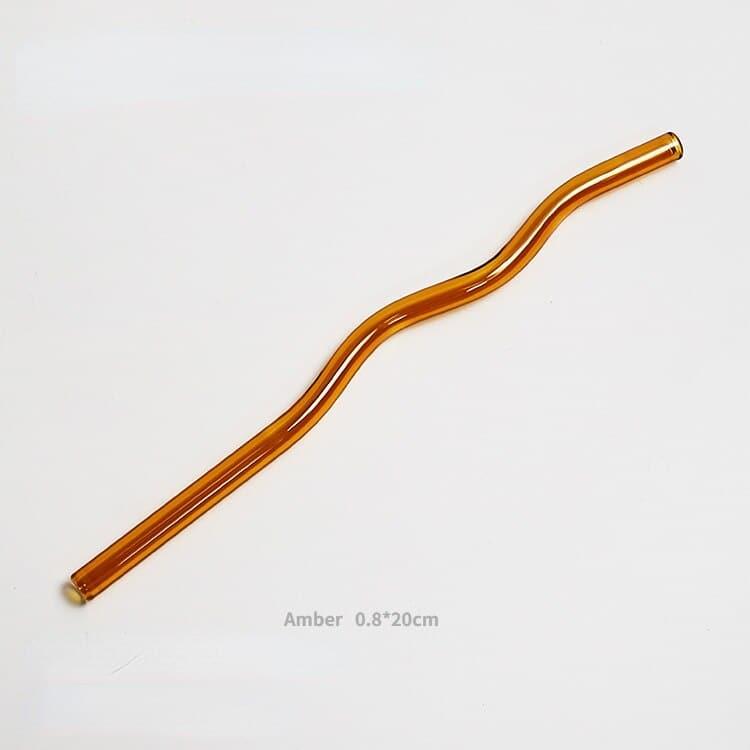 Reusable Wavy Glass Straw Amber Wave