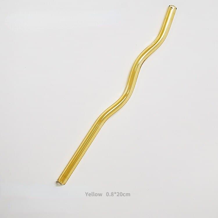 Reusable Wavy Glass Straw Yellow Wave