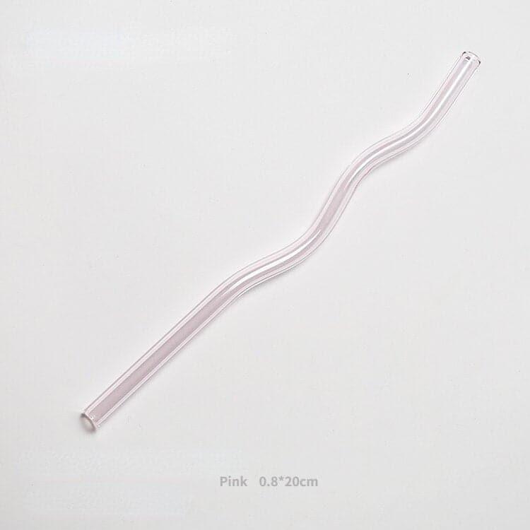 Reusable Wavy Glass Straw Pink Wave