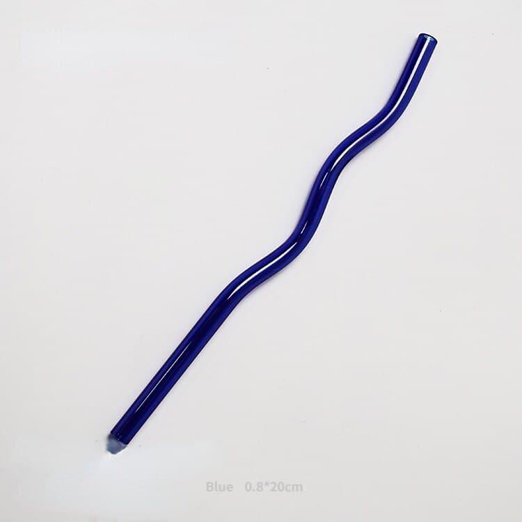 Reusable Wavy Glass Straw Blue Wave