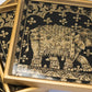 Reversed Painted Glass Gold Elephant Coasters - Set of 4 - MAIA HOMES